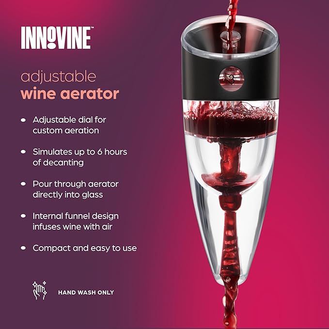Innovine Wine Aerator, Instant Decanter with Adjustable Dial to Custom Aeration, Enhance Flavor, Smooth Pour, Perfect for White and Red Wines, Home Bar Accessories, Set of 1, Graphite