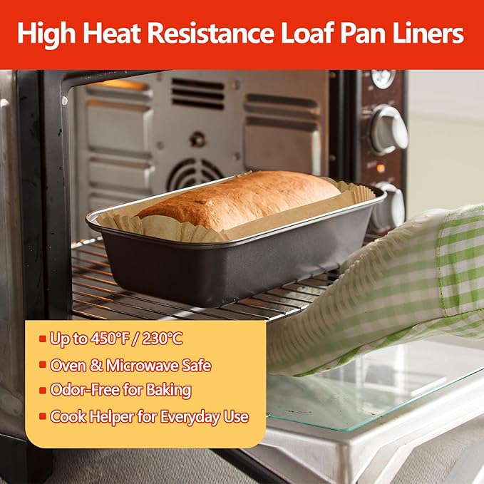 200 PCS Loaf Pan Liners, 9x5 Inch Loaf Pan Liners Baking Bread, Non-Stick Pre-Formed Parchment Paper for Bread Pan, Ideal Disposable Loaf Breads Liners