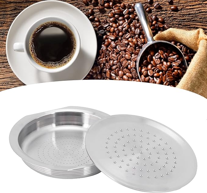 Fdit Household Reusable Coffee Capsule Stainless Steel Coffee Pod Holder Filter Set Coffee Filter Cup with Spoon Set Fit for HD7801