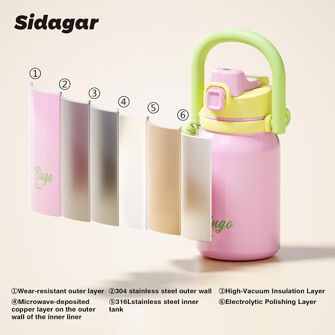 32 oz Insulated Water Bottle for Women with Straw & Handle, 316L Medical Grade Stainless Steel Tumbler, BPA & Lead-Free Leakproof Flask for Campus, Party & Trendy Aesthetic Gift, Dopamine Pink