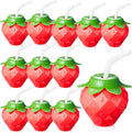 Havawish 12 Pcs 17oz Strawberry Shaped Cups with Lids and Straws, Reusable Spill Resistant Plastic Cute Drinking Cups Strawberry Water Bottles for Birthday Party Summer Gathering Girl Women Daily Use
