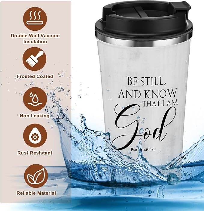 Meanplan 10 Set Christian Fathers Day Church Gifts Bible Verse Tumbler Bulk 17oz Coffee Cup Religious Jesus Tumbler Inspirational Mug for Men Women Teacher (Black and White, Bible Theme)