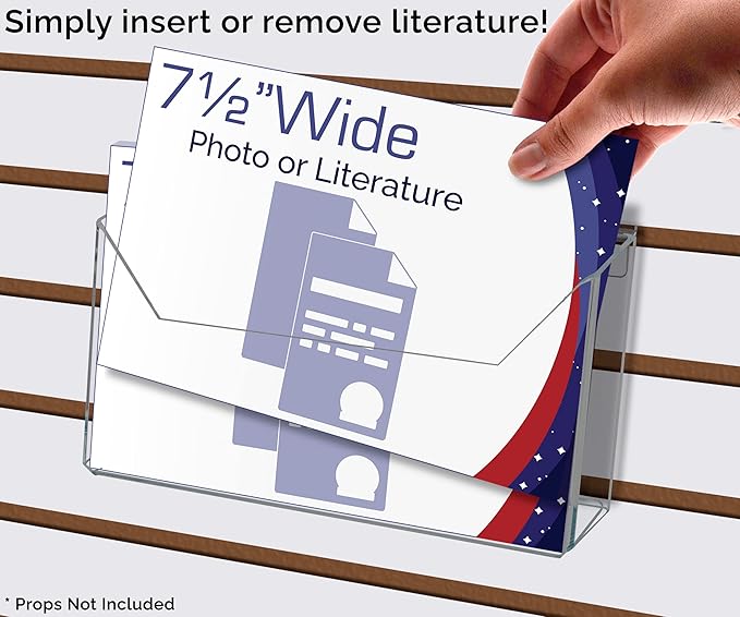 Marketing Holders 12 Pack Slatwall Postcard Holder for 7.5 Inch Wide Advertisement Materials Clear Acrylic Space Saving Literature Display Rack in Retail Stores and Offices No Assembly Required