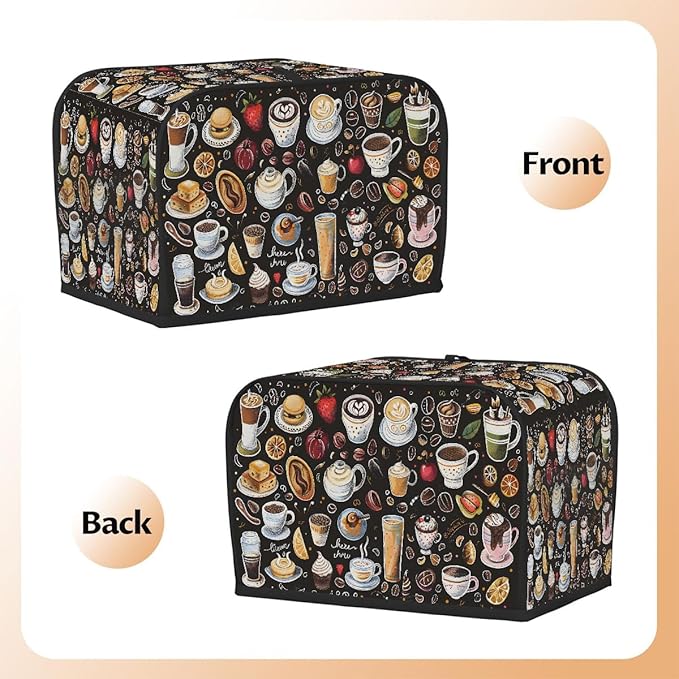 Coffee Fruit Lemon Toaster Cover 4 Slice Dust and Fingerprint Protection Toaster Bread Maker Covers Washable Kitchen Small Appliance Covers for Kitchen Accessories Decor Bakeware Women Gift