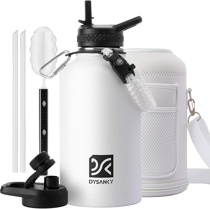 DYSANKY Insulated Water Bottle with Portable Carrier Bag for Outdoor 64 oz