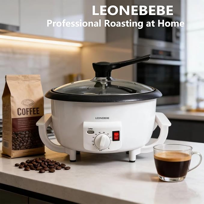 Home Coffee Bean Roaster Machine for Beginner Electric Nut Peanut Cashew Chestnuts Roasting Machine 1.6lb Capacity