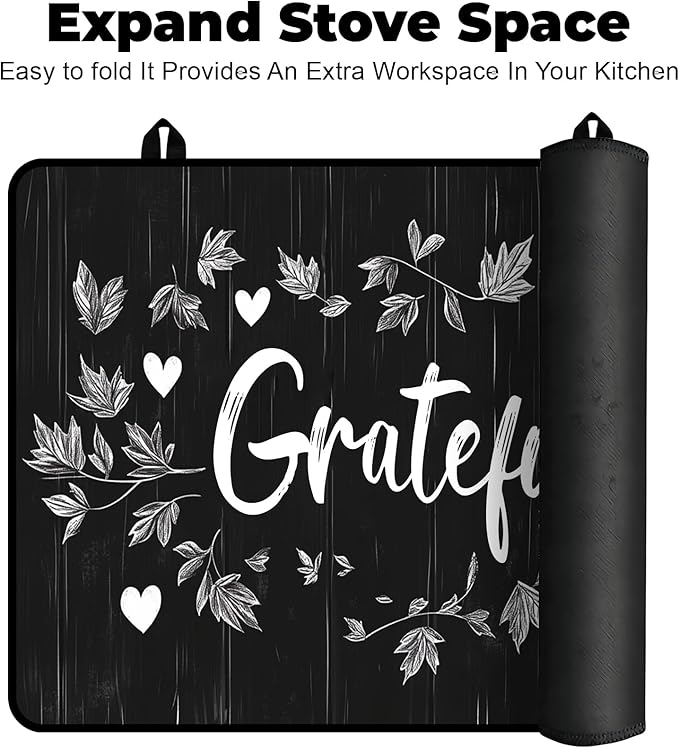 Heat-Resistant Glass Stove Top Cover with Anti-Slip Rubber Coating – 28.5x20.5 Inch Electric Stove Protector, Scratch-Resistant, Expands Counter Space, Stylish Kitchen Decor