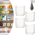 Crystal Clear Freezer Storage Bins, BPA-Free Clear Fridge Organizer Bins with Handles, Stackable Plastic Bins for Organization, Heavy-Duty Clear Storage Bins (Transparent, 4S)