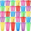Honeydak 30 Pack Tumbler with Straw and Lid Bulk Cups for Gifts Glitter Plastic Coffee Cups 24-27 oz Reusable Water Bottle Iced Coffee Travel Mug Party Favors for Birthdays Travel (Gorgeous Color)
