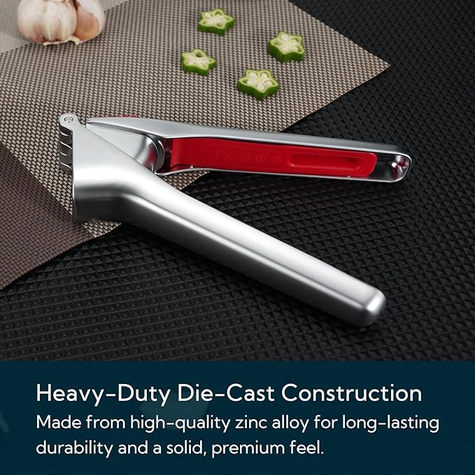 KITCHENDAO Heavy-Duty Garlic Press and Precision Pour Glass Oil Dispenser