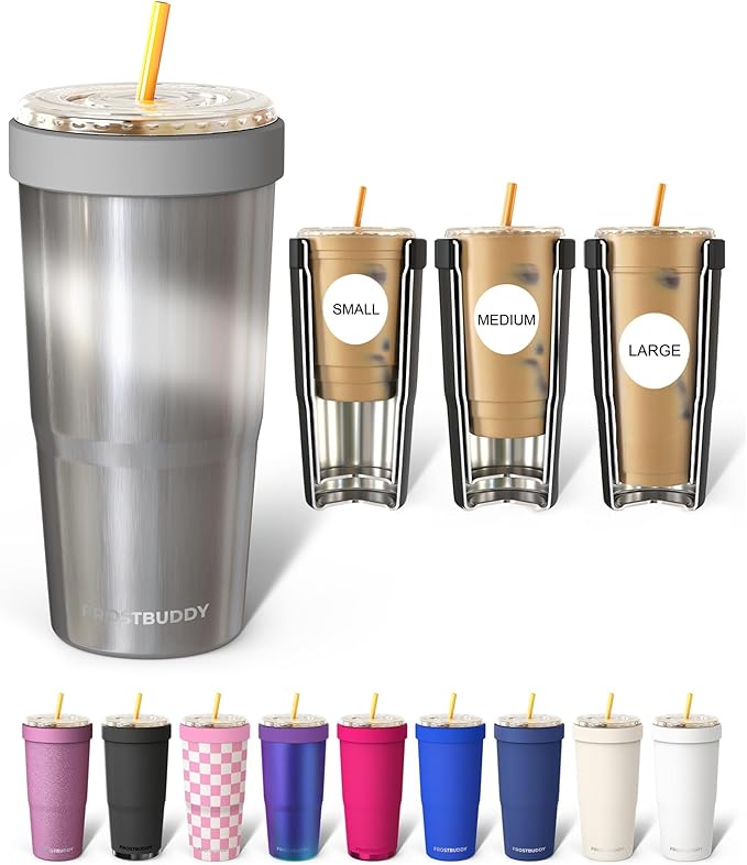 Frost Buddy Togo Buddy 30 oz Stainless Steel Vacuum Insulated Tumbler To Go Coffee Cup – Iced Coffee Cups, Iced Coffee Sleeve, Travel Mug, Thermal Cup for Hot & Cold Drinks, Dunkin Cup (Moonstone)