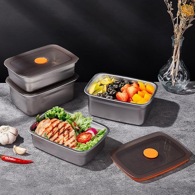 GIUOIDUO 20 PCS Food Storage Containers with Lids Airtight (10 Containers & 10 Lids)，stainless steel food containers leak proof storage box with lid Locking Food Storage Container freezer storage