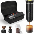 Portable Coffee Maker for Travel & Camping, Portable Espresso Maker with Bag, Rechargeable Cordless Battery Operated Coffee Makers for Ground Coffee, NS Capsule RV, Hiking, Office(Black)