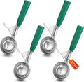 Reallnaive 4 Pcs Release Cookie Scoops Ice Cream Scooper with Trigger Release Portion Scoop Stainless Steel for Portion Control, Baking Food, Cookie Dough (3.25 oz,Green)