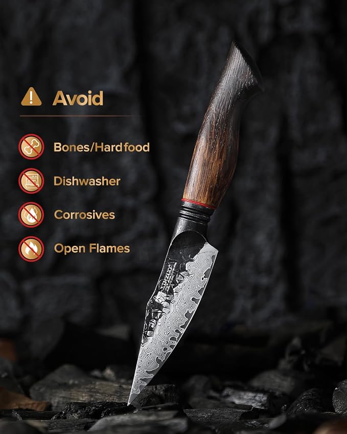 XINZUO Kitchen Paring Knife 4.2 Inch,Razor Sharp Hand Forged Damascus Steel Small Kitchen Knife For Peeling Coring Fruit With Ergonomic Handle