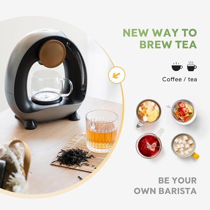 Single Serve Coffee Maker 2 in 1, 1400W Fast Brewer for K-Cup Pods & Ground Coffee, One-Touch Americano & Tea Machine with 2 Reusable Filters, Compact Design for Home Office RV Dorm