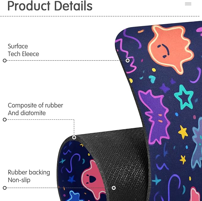Kitchen Sink Splash Guard 1 PC 14.7 Inch Sink Faucet Mat Splash Guard for Bathroom Countertop Water Absorbent Foldable Cuttable Soft Washable Halloween Neon Ghosts Stars and Bats