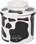 Butter Bell - The Original Butter Bell crock by L Tremain, a Countertop French Ceramic Butter Dish Keeper for Spreadable Butter, Cow Pattern, Black & White