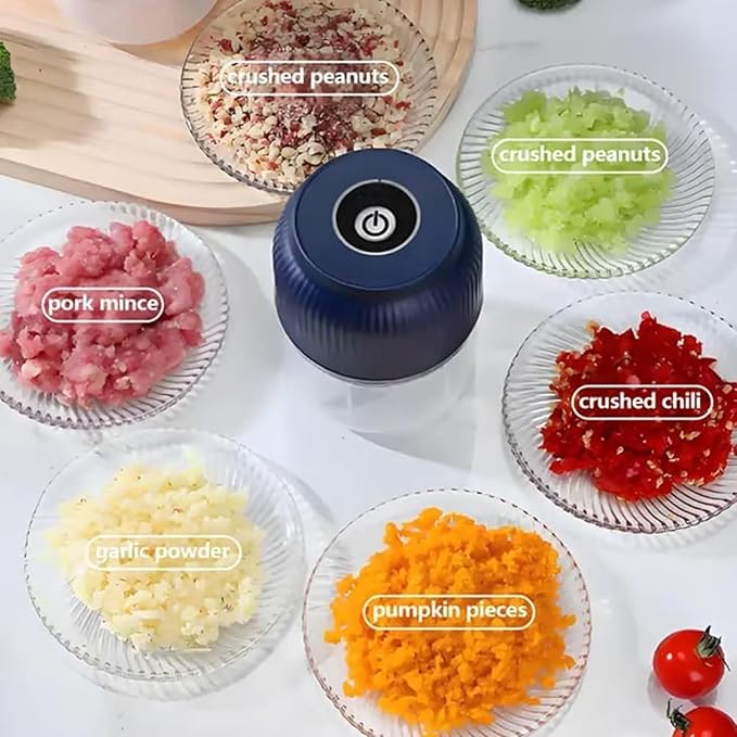 Electric Garlic Chopper, 320ML Mini Portable Veggie Chopper with 6 Sharp Blades, Rechargeable Electric Food Chopper Tool, Wireless Veggie Grinder, for Onions Ginger Chili Nuts Meat (White*1)