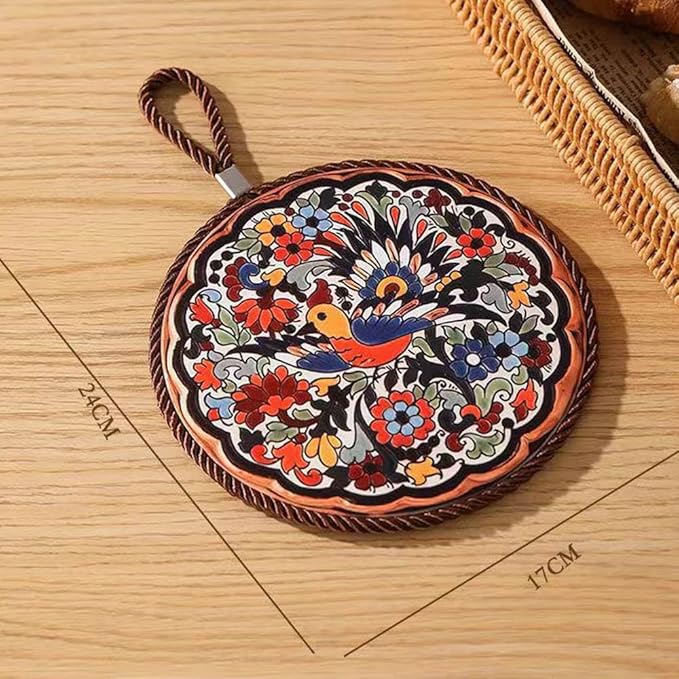 2 pcs Ceramic trivets, hot Dish mat, hot Pot Holder, Pot Holder, Heating Pads for Decorating tabletops and countertops, can be Hung, Kitchen Decor