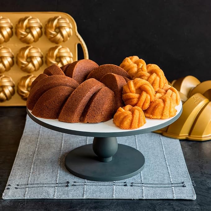 Nordic Ware NW 95577 75th Anniversary Braided Rope Bundt Cake Pan, Gold 12 Cup Capacity (Pack of 3)