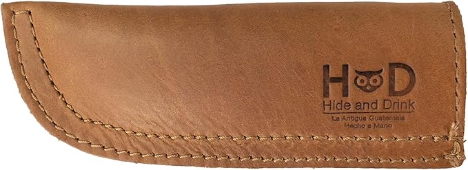 Hide & Drink, Full Grain Leather Hot Handle, Cast Iron Protector, Panhandle Potholder, Double Layered, Double Stitched, Slides On/Off Easily onto Metal Skillet Grips, Handmade, Single Malt Mahogany