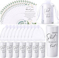 Sliner 100 Set Wedding Favors for Guests Bulk 2oz Acrylic Take a Shot We Tied the Knot Shot Glasses with Thank You Cards Organza Bags for Guest Souvenir Wedding Bridal Shower Gifts (White,Black)