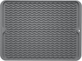 ZLR Silicone Dish Drying Mat for Kitchen Counter, Eco-Friendly Fast Dry Dish Mat, Easy Clean Multi Usage Drying Matt, Heat Resistant Trivet, 12" x 16" Large, Dark Gray