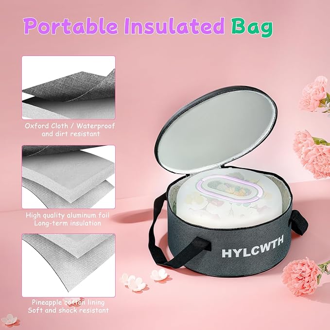 Cake Carrier With Lid And Handle, Bpa-Free Cake Holder With Lid For 10 Inch Round Cake Carrier With 10 pcs Round Golden Cake Boards And Portable Insulated Bag（Purple）