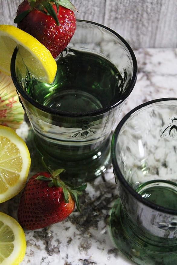 La Rochere Bee Green Tumbler Set/6 - La Rochere Bee Glassware Sets