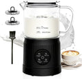 Casimhu 4-in-1 Milk Frother, Electric Milk Frother and Steamer with LED Touch Screen, Ceramic Lining Bottom, Milk Warmer 13.52oz for Lattes, Cappuccinos, and Macchiatos at Home (Black)