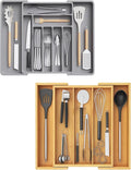 Lifewit Silverware Drawer Organizer, Expandable Cooking Utensil Tray, Adjustable Cutlery and Flatware Tray, Plastic Spoons Forks Knives Holder Storage Dividers, Large