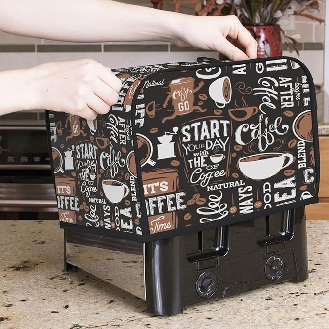 Coffee Brown Interesting 2 Slice Toaster Cover Dust And Fingerprint Bread Maker Cover Bakeware Protector Washable Appliance Covers Kitchen Accessories For Home Kitchen Women Gift