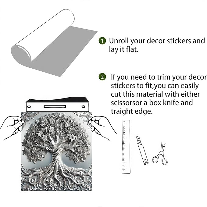 BlissYard 3D Silver Tree of Life Dishwasher Magnet Cover Skin Panel Vintage Sliver Metal Door Sticker of Life Front Door Magnet Cover for Home Appliances Dishwasher Refrigerator Cupboard 23x26 Inch