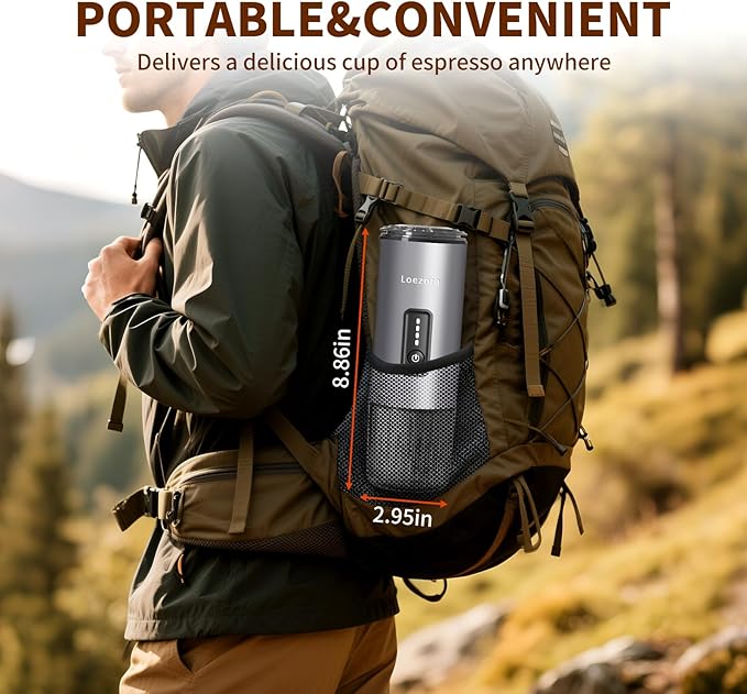 Portable Espresso Machine, 20Bar Self‑Heating & Cold Brew Coffee Maker, Rechargeable 7500mAh, 3‑in‑1 for Nespresso & Ground Coffee, Travel Coffee Machine for Camping Car (Silvery)