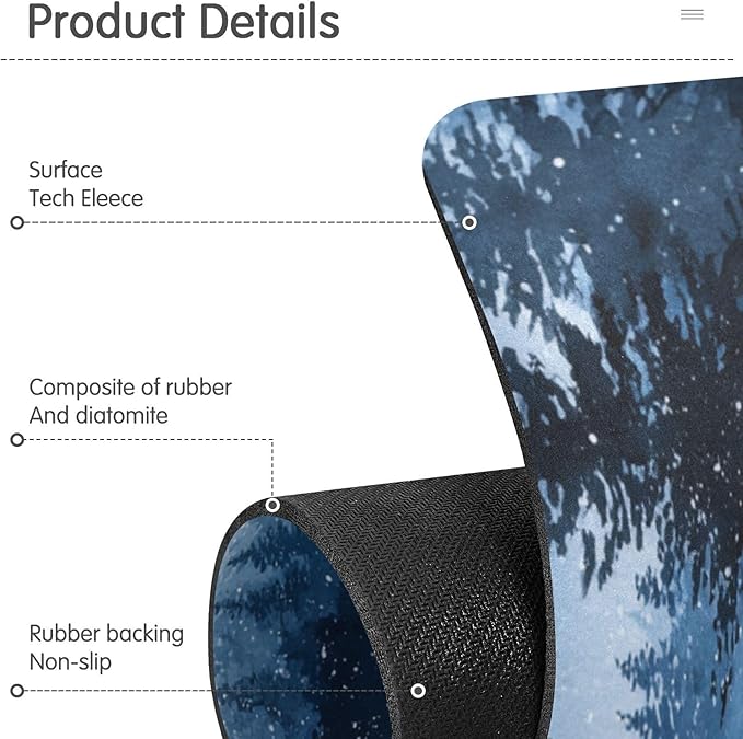Kitchen Sink Splash Guard 2 PCS 14.7 Inch Sink Faucet Mat Splash Guard for Bathroom Countertop Water Absorbent Foldable Cuttable Soft Washable Watercolor Winter Mountain Blue
