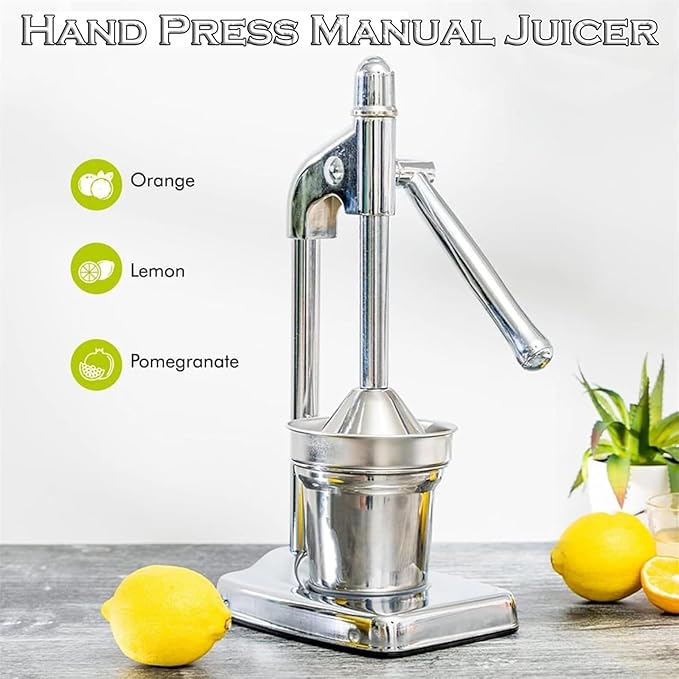 Cast Iron Juicer Hand Press, Effective Stainless Steel Manual Juicer, with Non-Skid Cup Base Effort Saving Lever for Fresh Lemonade OrangeJuice for Home and Kitchen