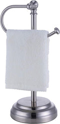 SunnyPoint Heavy Weight Classic Decorative Metal Fingertip Towel Holder Stand for Bathroom, Kitchen, Vanity and Countertops. (Brush Chrome, Overall: 6.7" x 5.5"x13.4"H)