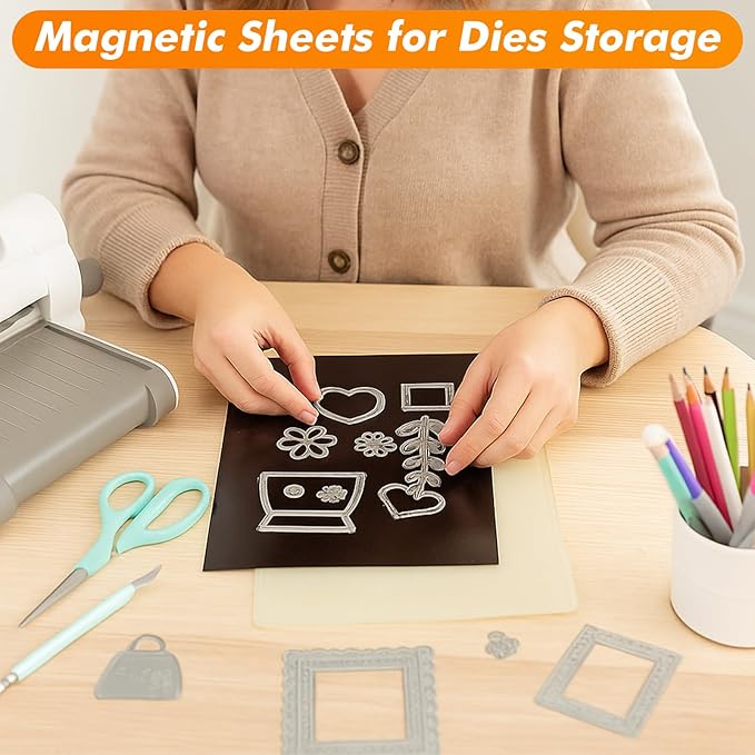 Adhesive Magnetic Sheets 8 x 10 Inch, 40 Packs Magnetic Sheets with Adhesive Backing - 0.5mm Thickness Flexible Magnet Sheets for Dies Storage, Craft Projects, Photos, School, Office
