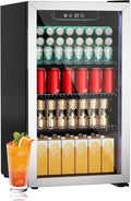 Compact 105 Can/3.0 Cu.Ft Mini Fridge For Soda, Beer Or Wine, Portable Small Beverage Refrigerator Cooler With Digital Display&Removable Shelves &Reversible Glass Door For Office, Dorm, Bar