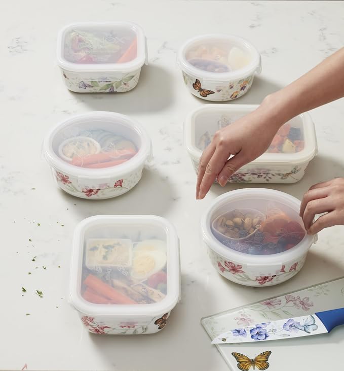Lenox 824646 Butterfly Meadow Serve & Store Container, Small Container 6.25" D x 2.75" H (Pack of 12)