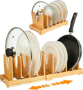 Pot and Pan Organizer for Under Cabinet, Expandable Pot Lid Organizer with 10 Adjustable Dividers, For Kitchen Cabinet Organizers and Storage