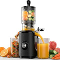 OLIXIS Cold Press Juicer, Masticating Juicer Machine with Reverse Function, Juice Extractor for Making Nut Milk, Easy Clean & Blade-Free, Black