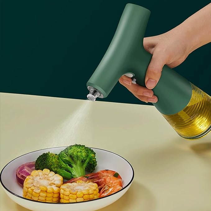 KRILLIQ Oil Can Electric Oil Sprayer Spray Magic Weapon USB Charge Edible Oil Bottle Columnar Mist Spray Oil Can for Air Fryer for Liquid Condiment, Green