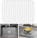 Bestjing Silicone Sink Protectors for Kitchen Sink - 18.3"x12.5" Kitchen Protector Accessory, Non-Slip Heat Resistant Mat for Bottom of Farmhouse Porcelain Stainless Steel (White)