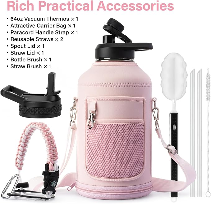 DYSANKY Mother's Water Bottle Gift– 64 oz Insulated Stainless Steel Bottle with Carrier Bag, Strap & Gift Box – BPA-Free – Ideal for Hiking, Camping & Travel 64 oz