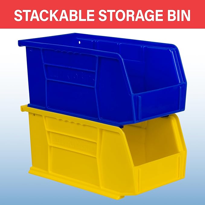 Akro-Mils 30230 AkroBins Plastic Storage Bins, Space-Saving Stackable Bins for Garage, Pantry, Craft Organization, 11" x 5" x 5", Black, 12-Pack