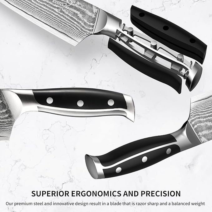 NANFANG BROTHERS Knife Sets for Kitchen with Block, Damascus Kitchen Knife Set with Block, ABS Ergonomic Handle for Chef Knife Set and Kitchen Shear