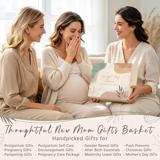 New Mom Gifts for Women Care Package, Postpartum Gifts for New Mom After Birth Essentials Kit, Pregnancy Gifts for Expecting Pregnant First Time Mom To Be Gift Basket, Gender Reveal Gift Push Presents