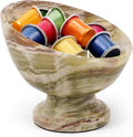 Marblous Krafts Green Onyx Marble Espresso Accessories Bowl 7 Inch Handmade Stone Coffee Pod Holder for Counter, Espresso Pods & K Cup Storage Organizer, Coffee Bar Decor